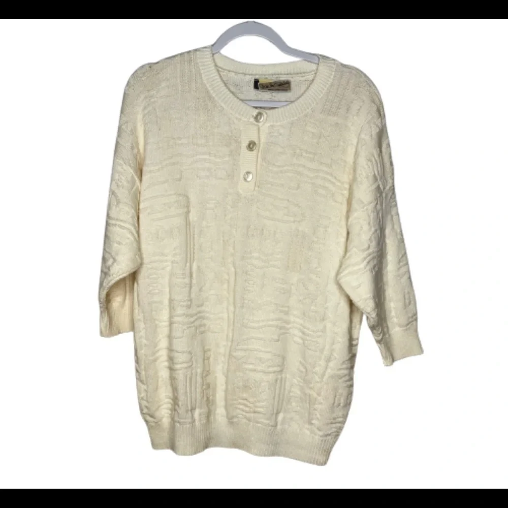 Vintage DVF Cream Textured Grandpacore Sweater